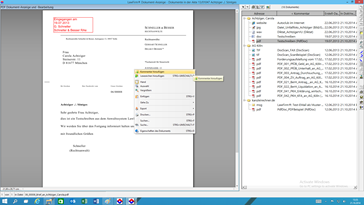 Windows 10 Kanzleisoftware Labortests - LawFirm Professional - Dokumenten Viewer mit Ordner- / Baumstruktur-Anzeige und PDF Dokument Bearbeitung: Seiten drehen, Posteingangs-Stempel hinzufgen, eigene Notizen hinzufgen (Elektronische Akte, E-Akte, Dokumentenmanagement, DMS)