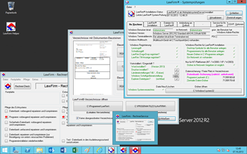 Windows Server 2012 R2 Kanzleisoftware Labortests - LawFirm Professional - Technik-Test mit den Service-Programmen "LawFirm RechnerService", "LawFirm Tool" und "LawFirm Check" (Test Systemprfungs-Funktionen, Betriebssystem-Parameter, Windows Server 2012 Einstellungen)